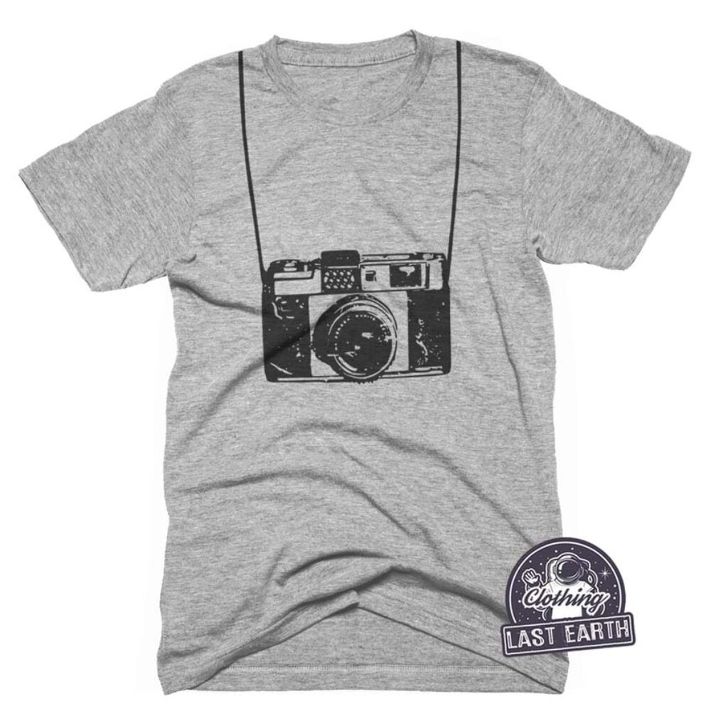 Camera T-Shirt Funny Photographer Tshirt Vintage Camera Straps Shirt Retro Tee